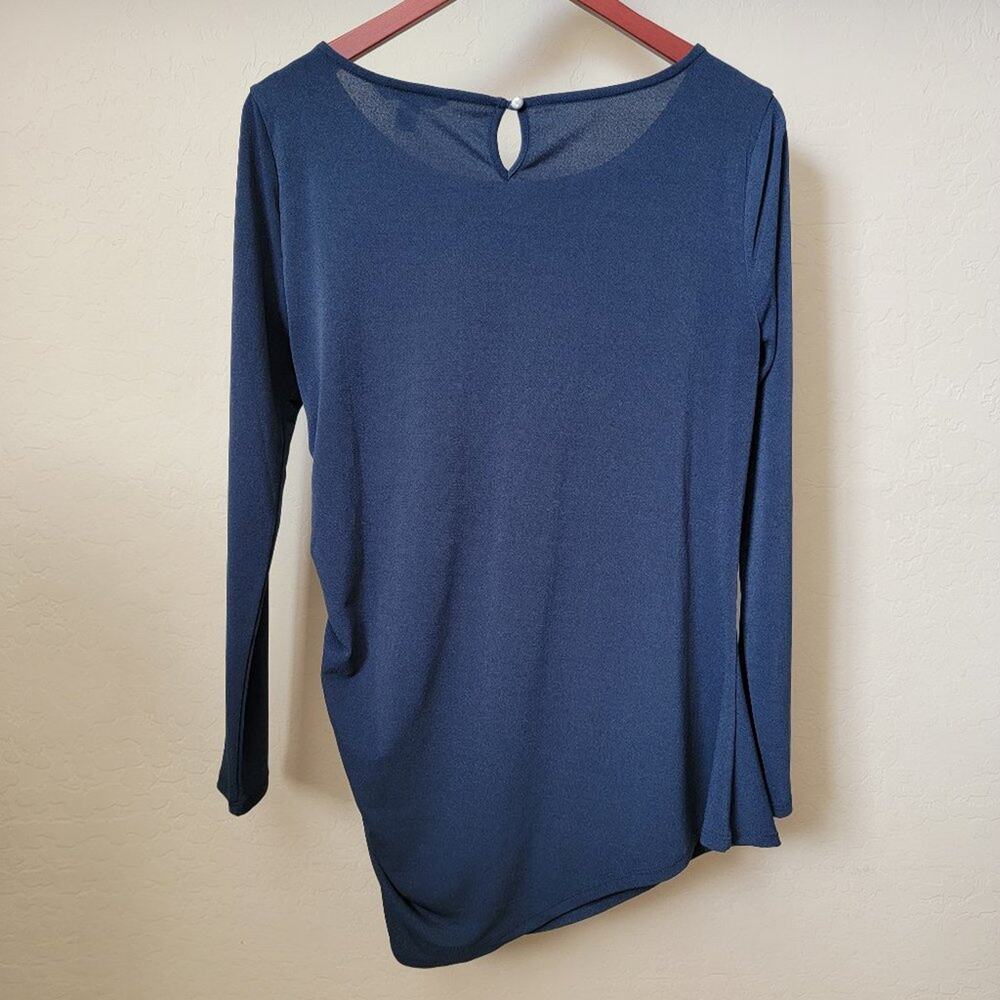 Banana Republic Petite Ruched Long Sleeve Navy Blue Top - Picture 7 of 12